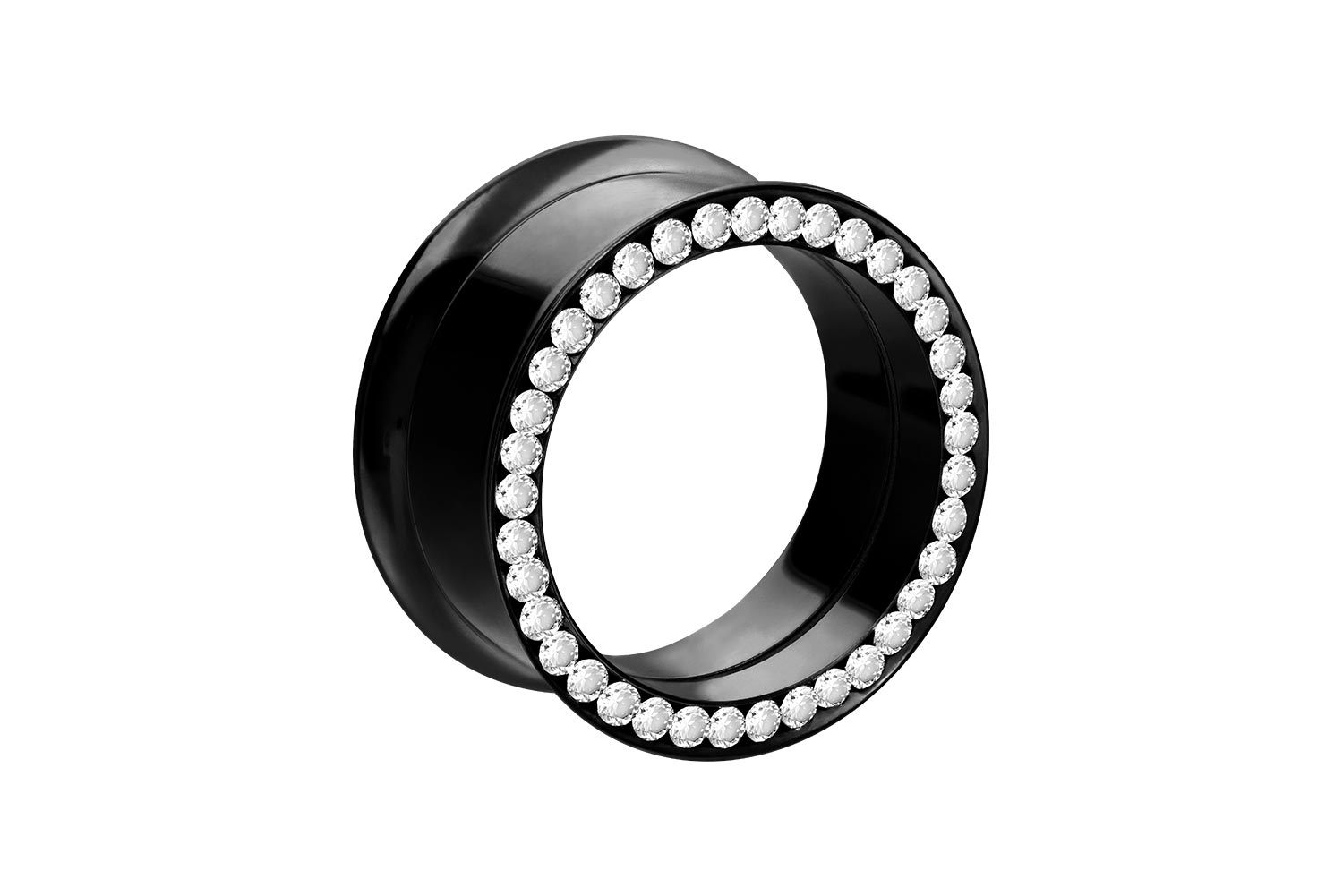 Chirurgenstahl Double Flared Tunnel KRISTALLRAND ++SALE++ von Piercingline